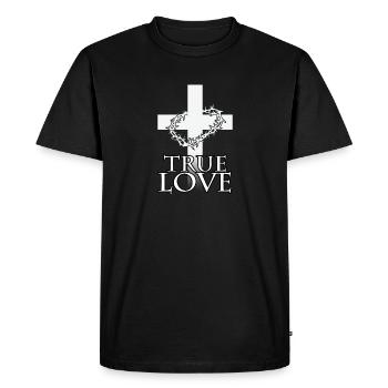 True love Jesus Christ Croix - T-shirt Premium bio Homme - noir - Devant - Nico (187cm)