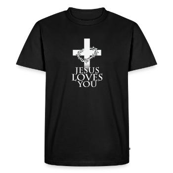 Jésus t'aime croix la couronne d'épines dieu bible - T-shirt Premium bio Homme - noir - Devant - Nico (187cm)