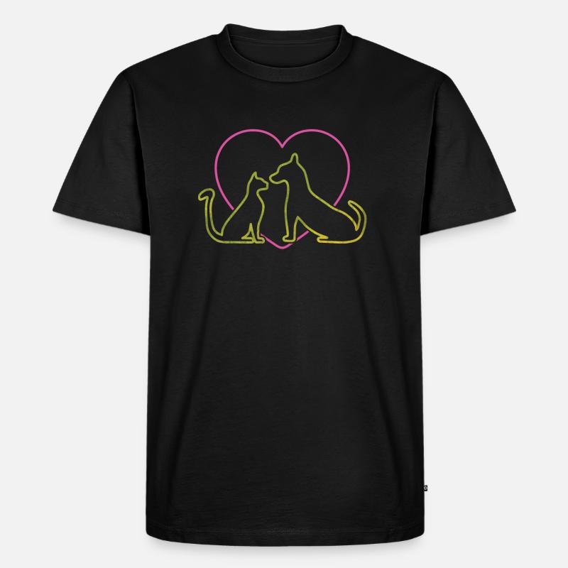 Hund Katze - Männer Premium Bio T-Shirt - Schwarz