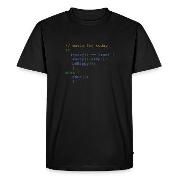 php code don' t worry be happy nerdshirt - Men's Premium Organic T-Shirt - black - Front - Nico (187cm)