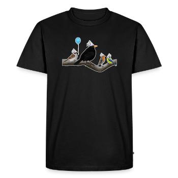 Blackbird fête son anniversaire avec ses amis - T-shirt Premium bio Homme - noir - Devant - Nico (187cm)