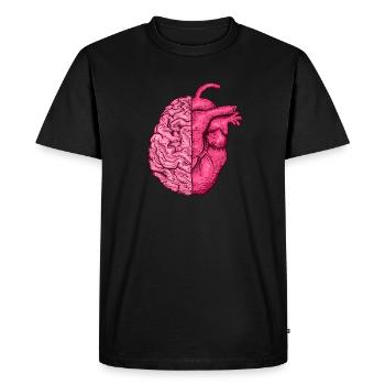 Coeur vs Cerveau tête contre cœur esprit vs cœur - T-shirt Premium bio Homme - noir - Devant - Nico (187cm)