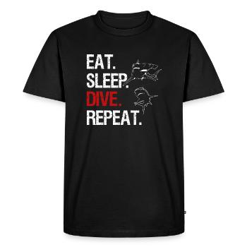 Eat Sleep Dive Repeat - Requin marteau - T-shirt Premium bio Homme - noir - Devant - Nico (187cm)
