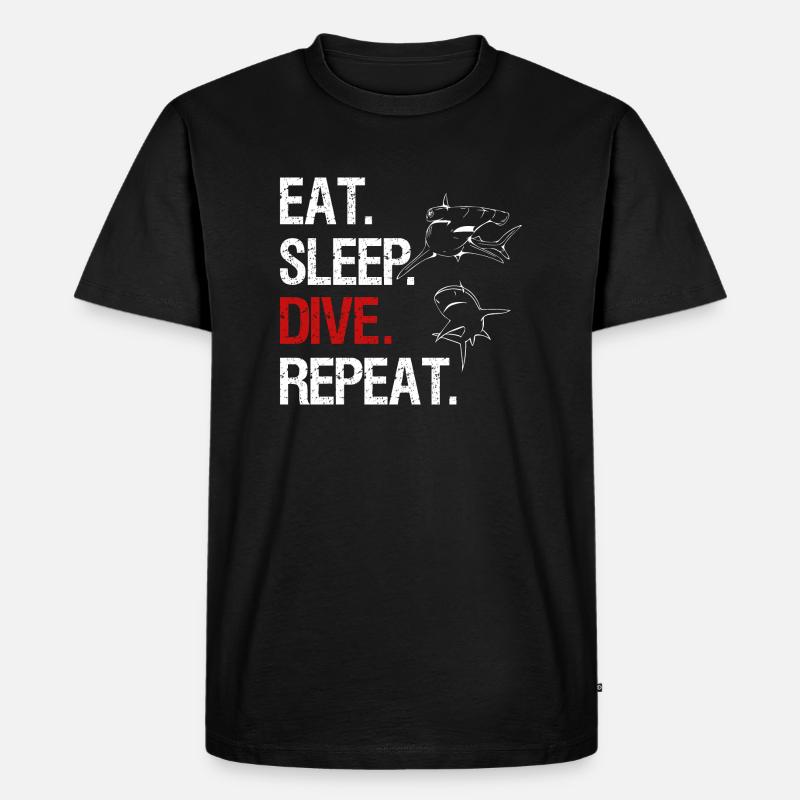 Eat Sleep Dive Repeat - Hammerhai - Männer Premium Bio T-Shirt - Schwarz