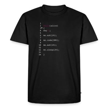 Alive code - Men's Premium Organic T-Shirt - black - Front - Nico (187cm)