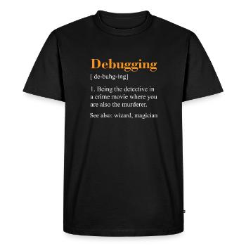 Debugging see also wizard magician gift nerd - Men's Premium Organic T-Shirt - black - Front - Nico (187cm)