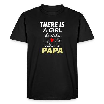 There is a girl she stole my she calls me papa - Men's Premium Organic T-Shirt - black - Front - Nico (187cm)