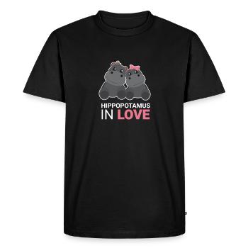 Hippopotame amoureux cadeau partenaire look couples - T-shirt Premium bio Homme - noir - Devant - Nico (187cm)