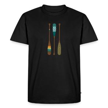 Trois pagaies d'idée de cadeau de fan de canoë coloré - T-shirt Premium bio Homme - noir - Devant - Nico (187cm)