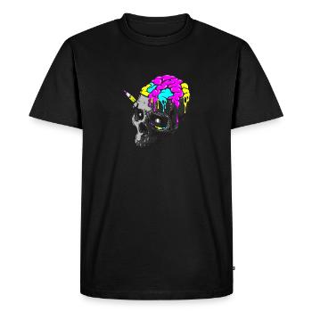 SKULL ART PSYCHE - T-shirt Premium bio Homme - noir - Devant - Nico (187cm)