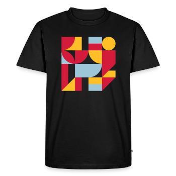 Colorful abstract geometric bauhaus background - Men's Premium Organic T-Shirt - black - Front - Nico (187cm)