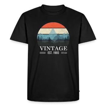 Vintage - Est. 1980 - Retro - Men's Premium Organic T-Shirt - black - Front - Nico (187cm)