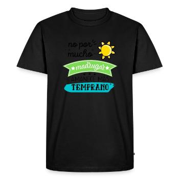Pas pour se lever tôt, est-ce qu'il se lève plus tôt - T-shirt Premium bio Homme - noir - Devant - Nico (187cm)