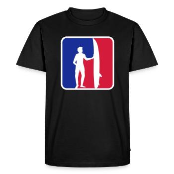 Surfer bleu rouge - T-shirt Premium bio Homme - noir - Devant - Nico (187cm)