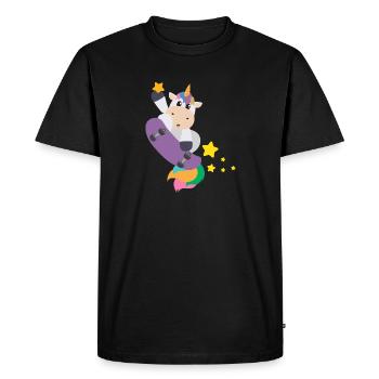 Licorne Skateboard magique Étoiles Cadeau pour enfants - T-shirt Premium bio Homme - noir - Devant - Nico (187cm)
