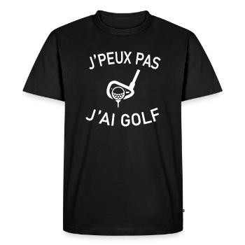 J'peux Pas J'ai Golf - T-shirt Premium bio Homme - noir - Devant - Nico (187cm)