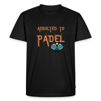 Toxicomane de Padel. J’adore jouer au Padel. - T-shirt Premium bio Homme - noir - Devant - Nico (187cm)