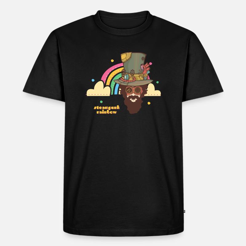 Steampunk Regenbogen - Männer Premium Bio T-Shirt - Schwarz