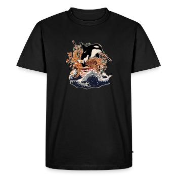 The Great Killer Whale Ramen (No Japanese Text) - Men's Premium Organic T-Shirt - black - Front - Nico (187cm)