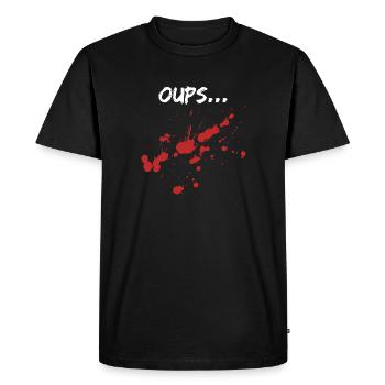 Oups sanglant sang humour horreur - T-shirt Premium bio Homme - noir - Devant - Nico (187cm)