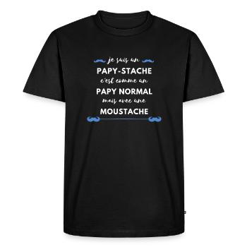 papy-stache papy avec moustache. Cadeau f^te papi - T-shirt Premium bio Homme - noir - Devant - Nico (187cm)