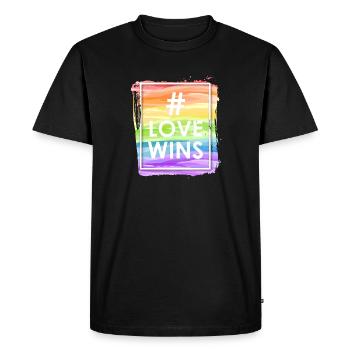 L’amour gagne - T-shirt Premium bio Homme - noir - Devant - Nico (187cm)