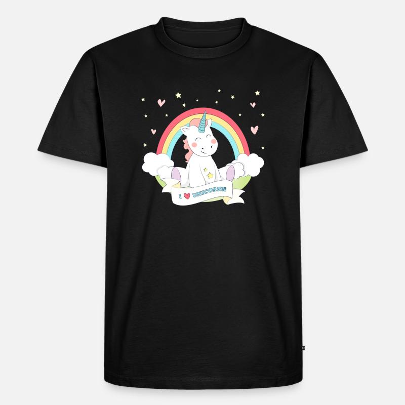 Ich liebe Einhörner - Männer Premium Bio T-Shirt - Schwarz