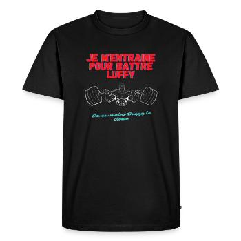 Je m'entraine pour battre Luffy ou au moins Buggy - T-shirt Premium bio Homme - noir - Devant - Nico (187cm)