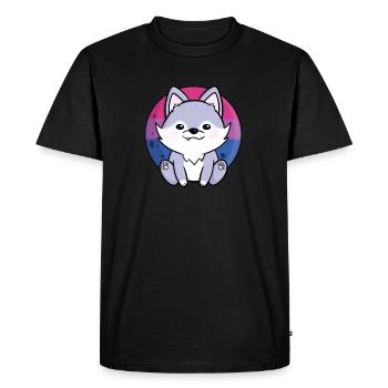 Cute Wolf Dog Bisexual Bi Flag FLAG LGBTQ - Men's Premium Organic T-Shirt - black - Front - Nico (187cm)