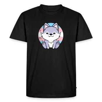 Cute Wolf Dog Trans Flag Flag LGBTQ Moon - Men's Premium Organic T-Shirt - black - Front - Nico (187cm)