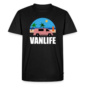 VAN LIFE - La plage - Van rose - T-shirt Premium bio Homme - noir - Devant - Nico (187cm)