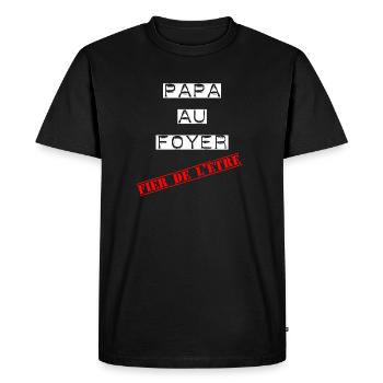 Papa au foyer, fier de l'être - T-shirt Premium bio Homme - noir - Devant - Nico (187cm)