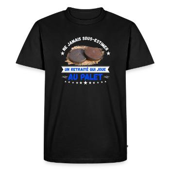 un retraité qui joue au palet - T-shirt Premium bio Homme - noir - Devant - Nico (187cm)