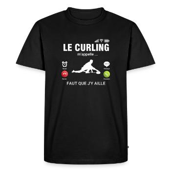 Le Curling M'appelle Faut Que J'y Aille - T-shirt Premium bio Homme - noir - Devant - Nico (187cm)