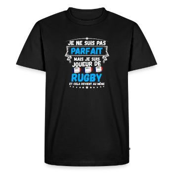 pas parfait mais je suis joueur de rugby - T-shirt Premium bio Homme - noir - Devant - Nico (187cm)