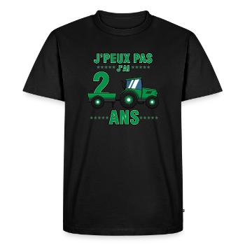 Enfant Tracteur Cadeau 2 ans Anniversaire ferme - T-shirt Premium bio Homme - noir - Devant - Nico (187cm)