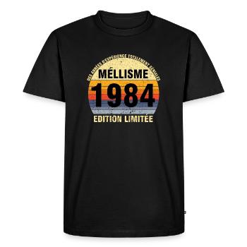 Millésime 1984 Cadeau Anniversaire vintage 1984 - T-shirt Premium bio Homme - noir - Devant - Nico (187cm)