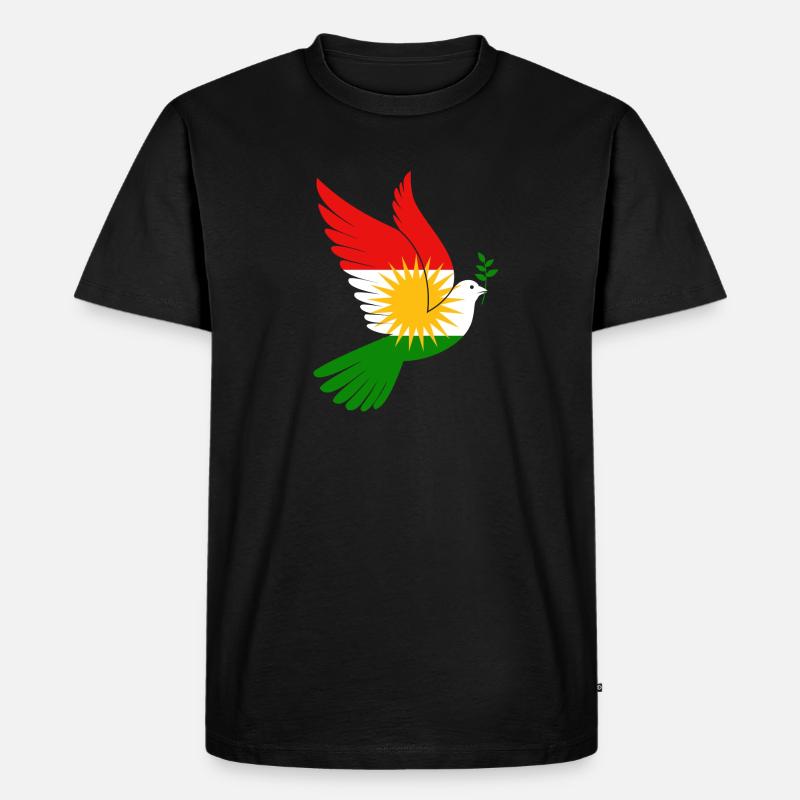 Taube Kurdistan Peace - Männer Premium Bio T-Shirt - Schwarz