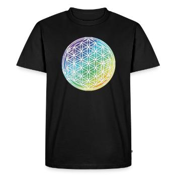 Fleur de Vie Rainbow Idée Cadeau 005-034 - T-shirt Premium bio Homme - noir - Devant - Nico (187cm)