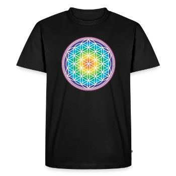 Idée cadeau arc-en-ciel Fleur de vie 005-038 - T-shirt Premium bio Homme - noir - Devant - Nico (187cm)