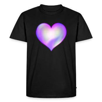 Coeur violet - T-shirt Premium bio Homme - noir - Devant - Nico (187cm)