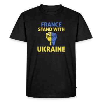 La France se tient avec l’Ukraine Je me tiens avec l’Ukraine - T-shirt Premium bio Homme - noir - Devant - Nico (187cm)