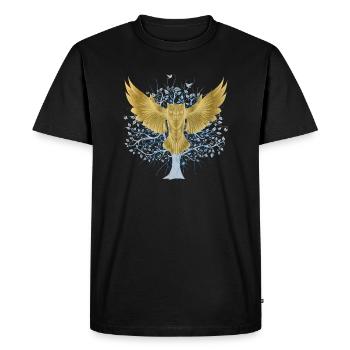 SOWL Spirit Owl Tree of Life Gold Protective Symbol - Men's Premium Organic T-Shirt - black - Front - Nico (187cm)