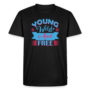 young wild and free - Men's Premium Organic T-Shirt - black - Front - Nico (187cm)