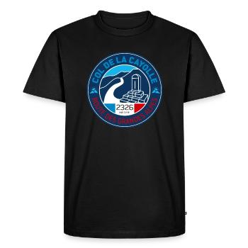 Col de la Cayolle 1 - Men's Premium Organic T-Shirt - black - Front - Nico (187cm)