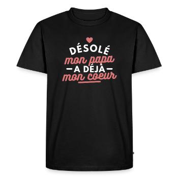Désolé mon papa a déjà mon cœur - T-shirt Premium bio Homme - noir - Devant - Nico (187cm)