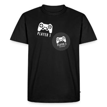 Player 2 joining - Men's Premium Organic T-Shirt - black - Front - Nico (187cm)
