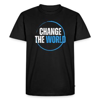Skift verden - Design motivation - Herre Premium økologisk T-shirt - sort - Foran - Nico (187cm)