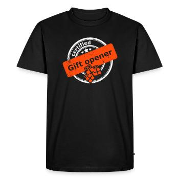 Ouvre-cadeau certifié - T-shirt Premium bio Homme - noir - Devant - Nico (187cm)