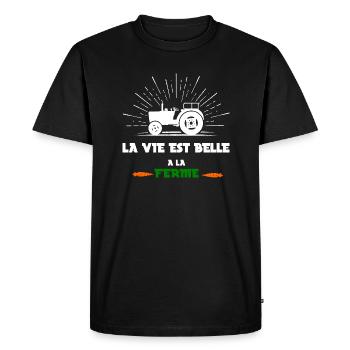 la vie est belle a la ferme - T-shirt Premium bio Homme - noir - Devant - Nico (187cm)